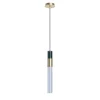 Sbàrlusc Mini Lampada a Sospensione in Vetro Blu Teal e Ottone Champagne di Isacco Brioschi