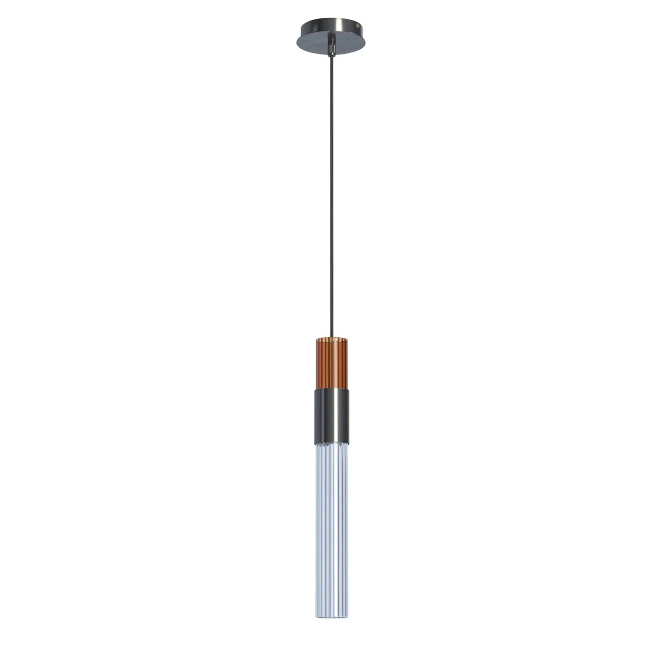 Sbàrlusc Mini Lampada a Sospensione in Vetro Ambra e Ottone Gunmetal di Isacco Brioschi