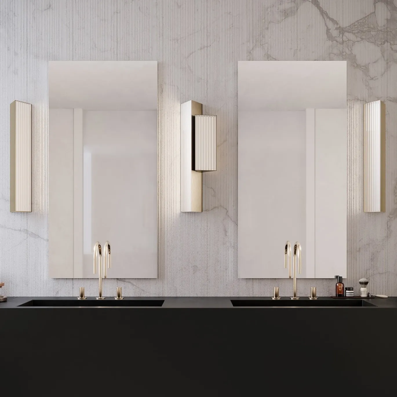 Sconce a 2 luci in nichel dorato Stick