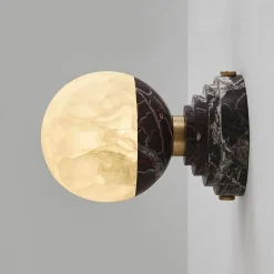 Sconce Lunar in marmo Rosso Levanto e onice