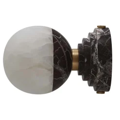 Sconce Lunar in marmo Rosso Levanto e onice