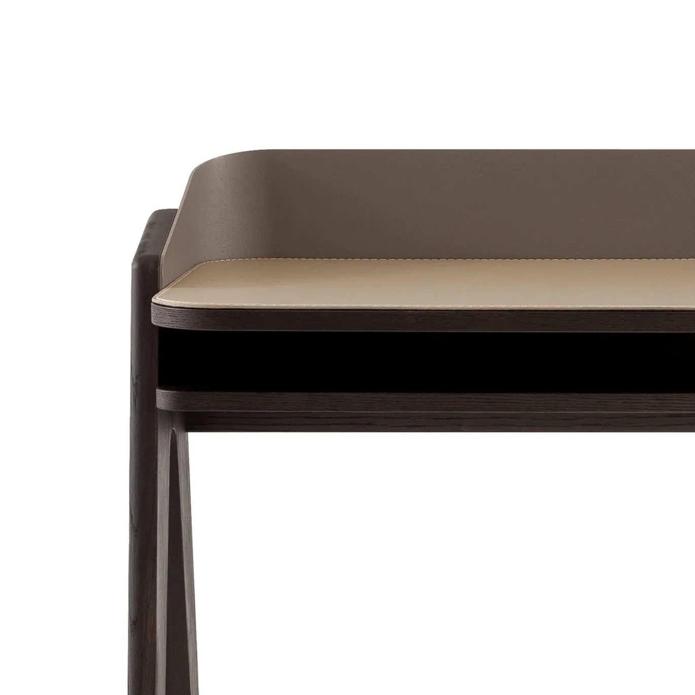 Scrittoio Bavero in Metallo Champagne Beige e Legno di Rovere