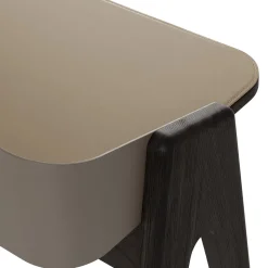 Scrittoio Bavero in Metallo Champagne Beige e Legno di Rovere