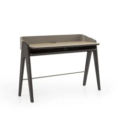 Scrittoio Bavero in Metallo Champagne Beige e Legno di Rovere