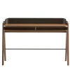 Scrittoio Bavero in pelle color cognac con gambe in legno di noce