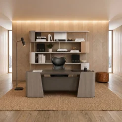 Scrivania Direzionale Shape con Piano in Pelle