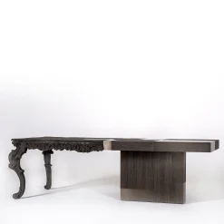 Scrivania Evo in legno massello marrone e legno impiallacciato marrone