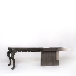 Scrivania Evo in legno massello marrone e legno impiallacciato marrone