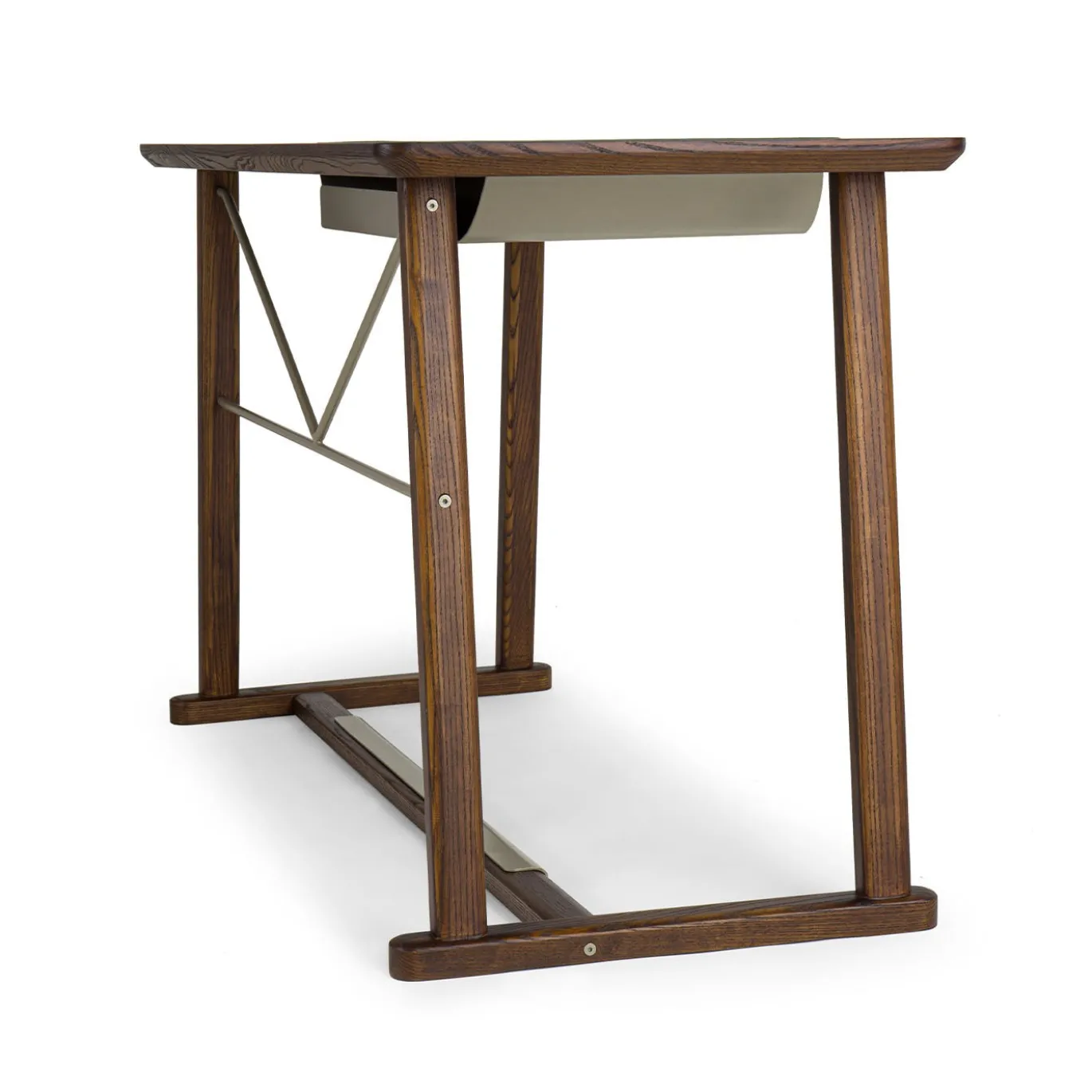 Scrivania Golia in legno marrone con inserti in pelle