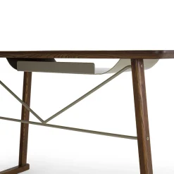Scrivania Golia in legno marrone con inserti in pelle