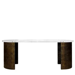 Scrivania in bronzo con piano in plexiglass