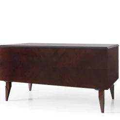 Scrivania in Eucalipto Scuro con Maniglie in Ottone