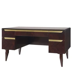 Scrivania in Eucalipto Scuro con Maniglie in Ottone