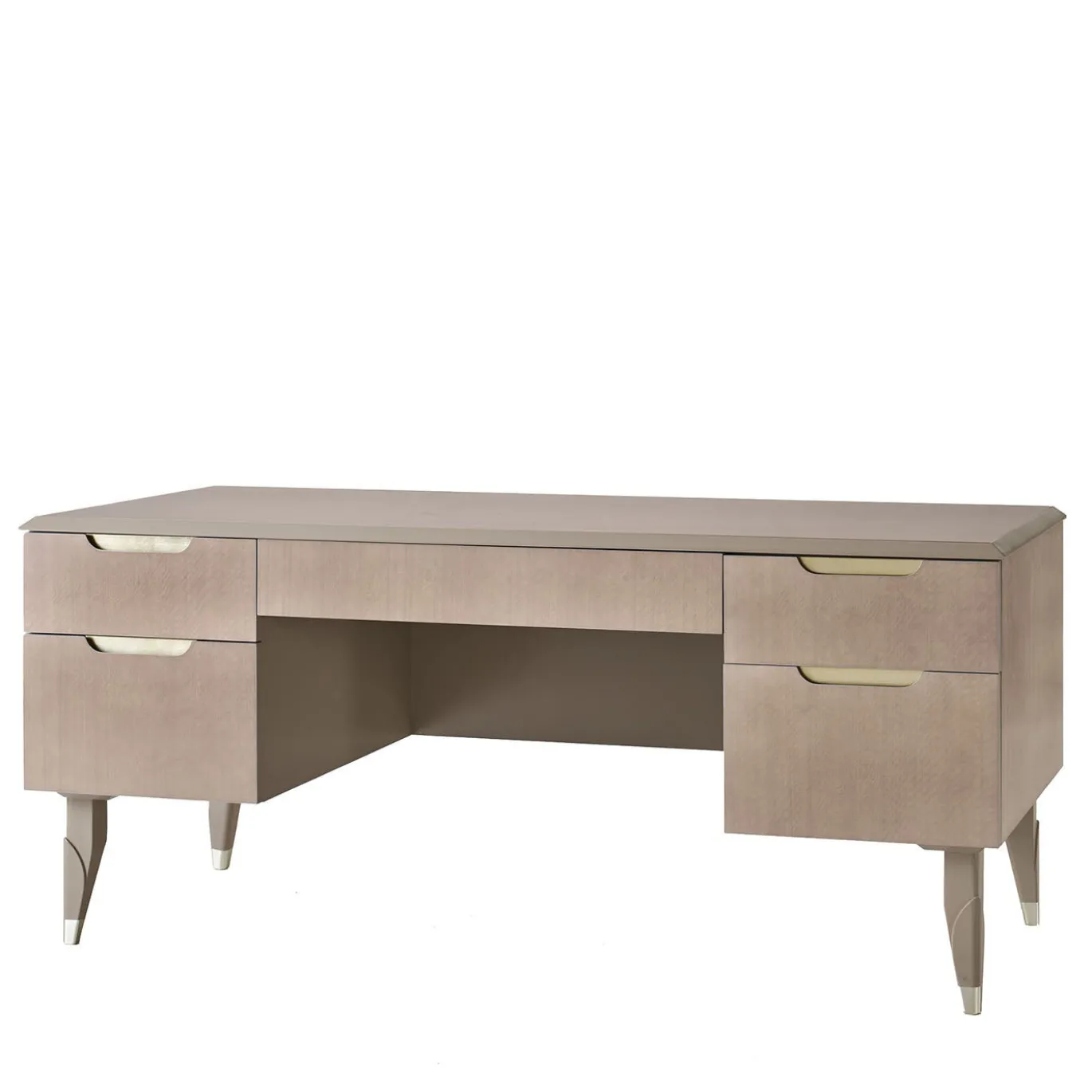 Scrivania in Eucalipto Taupe con Maniglie Champagne della Collezione Studio Privè