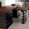 Scrivania Manon in legno nero con piano scorrevole