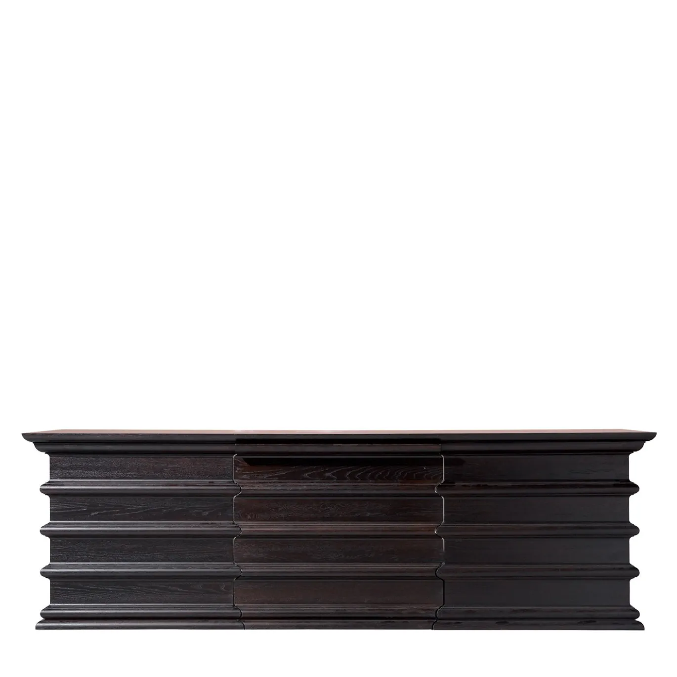 Scrivania Manon in legno nero con piano scorrevole