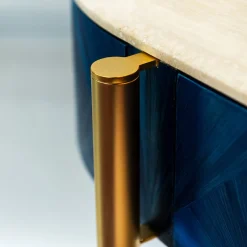 Scrivania Nora Curved Blue & Golden Vanity Desk