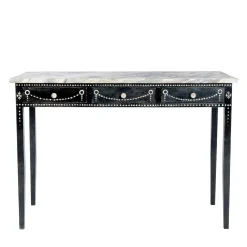 Scrivania Provenza con struttura in legno nero e piano effetto marmo