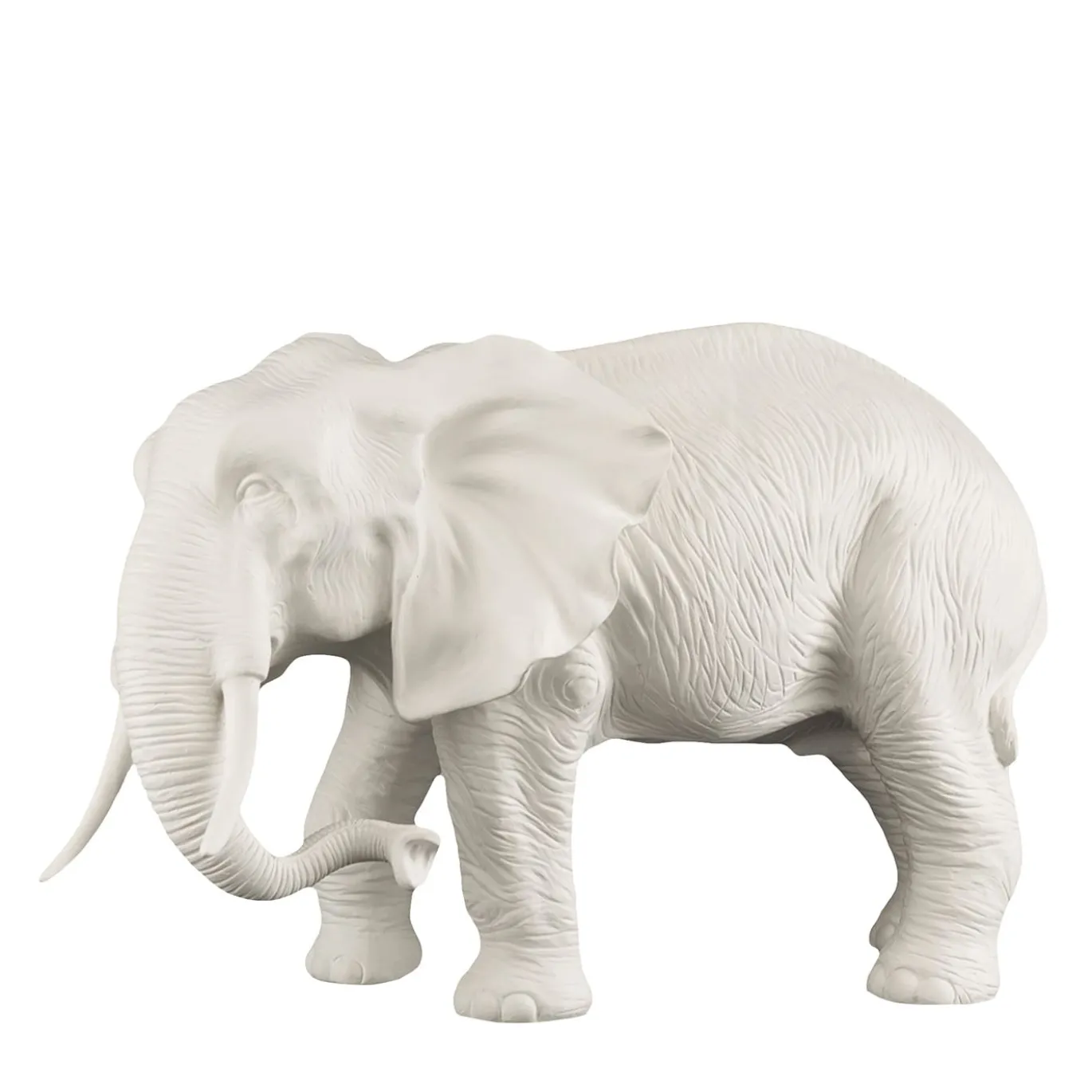 Scultura bianca a forma di elefante di padre africano