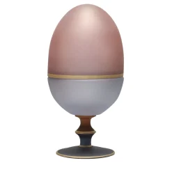 Scultura Contenitore Dolce Vita Uovo Grande in Vetro Soffiato Rosa
