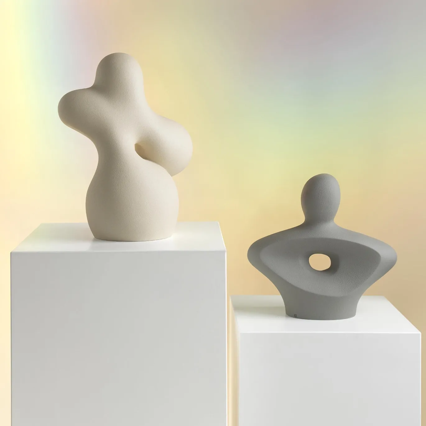 Scultura decorativa Bubble in porcellana beige