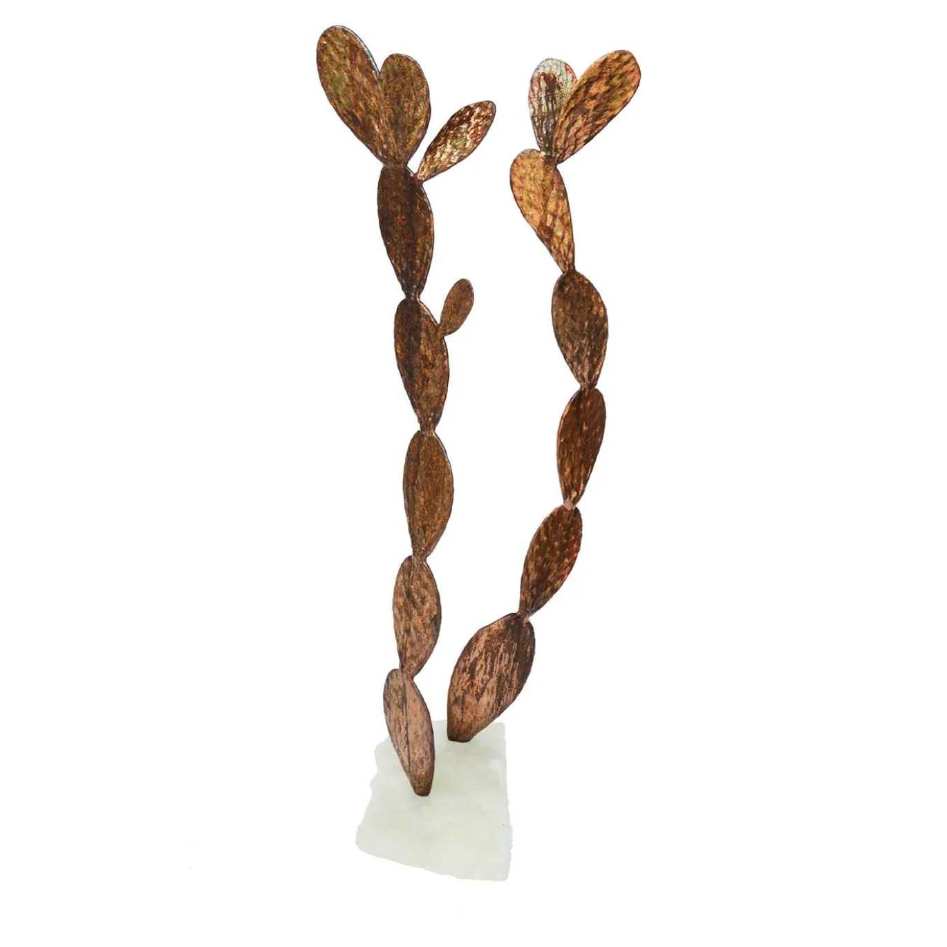 Scultura Decorativa Cactus Doppia Vite in Alluminio Bronzato