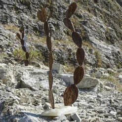 Scultura Decorativa Cactus Doppia Vite in Alluminio Bronzato