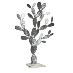 Scultura decorativa Cactus Viva Famiglia in alluminio naturale