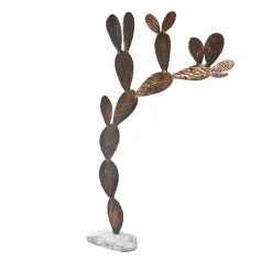 Scultura decorativa Cactus Vite in alluminio bronzato