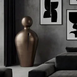 Scultura Decorativa Da in Ceramica Bronzo H 90 cm | 35.4"