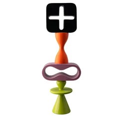 Scultura decorativa Totem nera arancione viola e verde di Karim Rashid