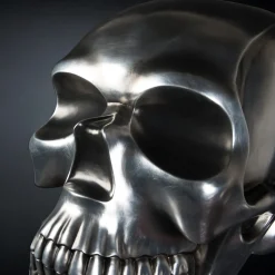 Scultura di teschio nera e argento