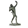 Scultura Fauno danzante in bronzo patinato verde