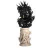 Scultura in ceramica Minerva nera e taupe