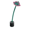 Scultura in ceramica smaltata di fiori di felce verde turchese e rosa Flora