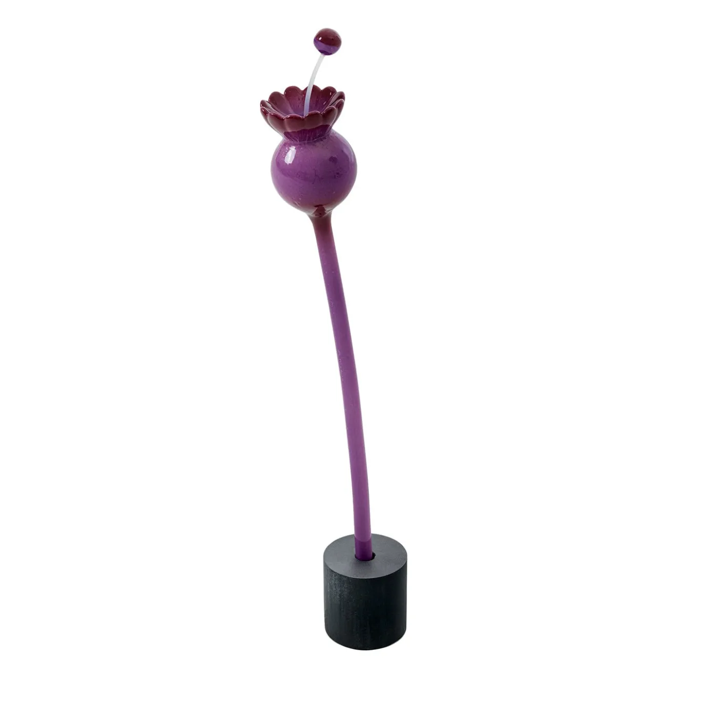 Scultura in ceramica smaltata di rosa viola Flora