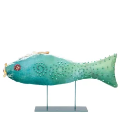 Scultura in velluto di pesce verde Joyful Fish