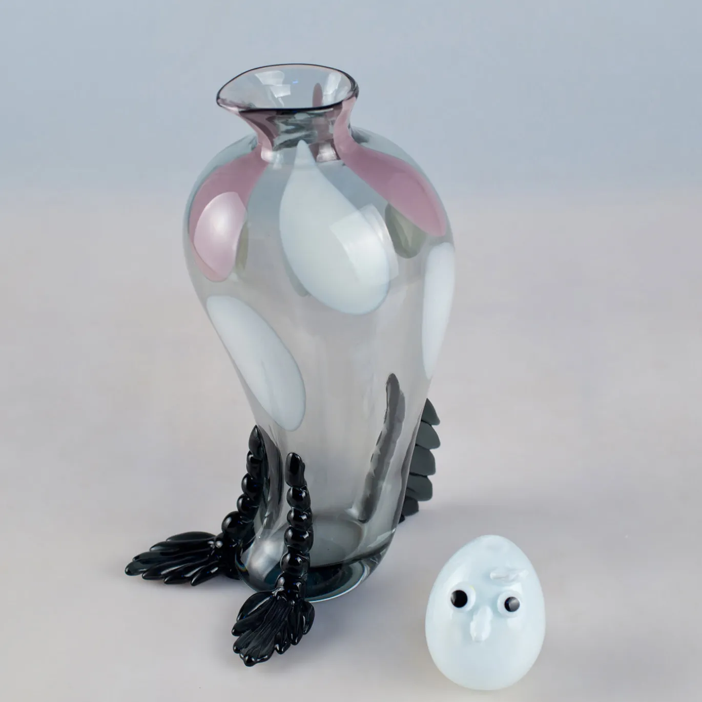 Scultura in vetro veneziano di Eliana Gerotto con piccione macchiato