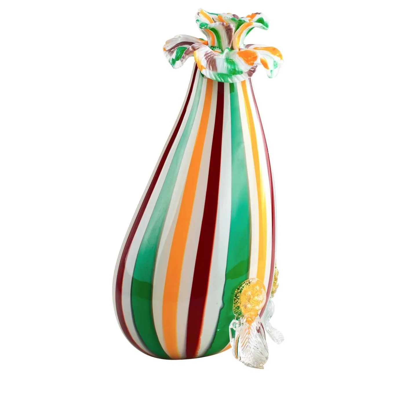 Scultura in vetro veneziano Strambotto con fiore di Eliana Gerotto