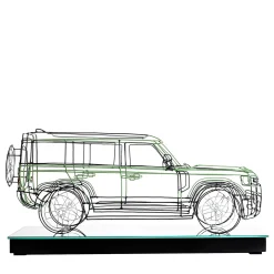 Scultura Land Rover in filo metallico