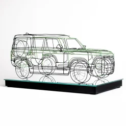 Scultura Land Rover in filo metallico