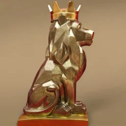 Scultura <leone stilizzato seduto in ottone