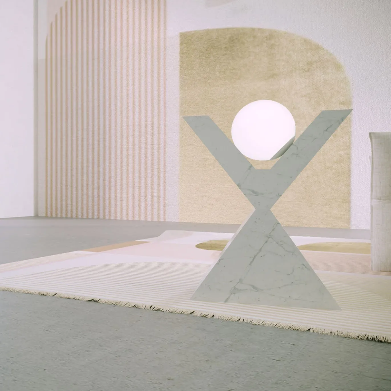Scultura luminosa di Carrara a forma di X