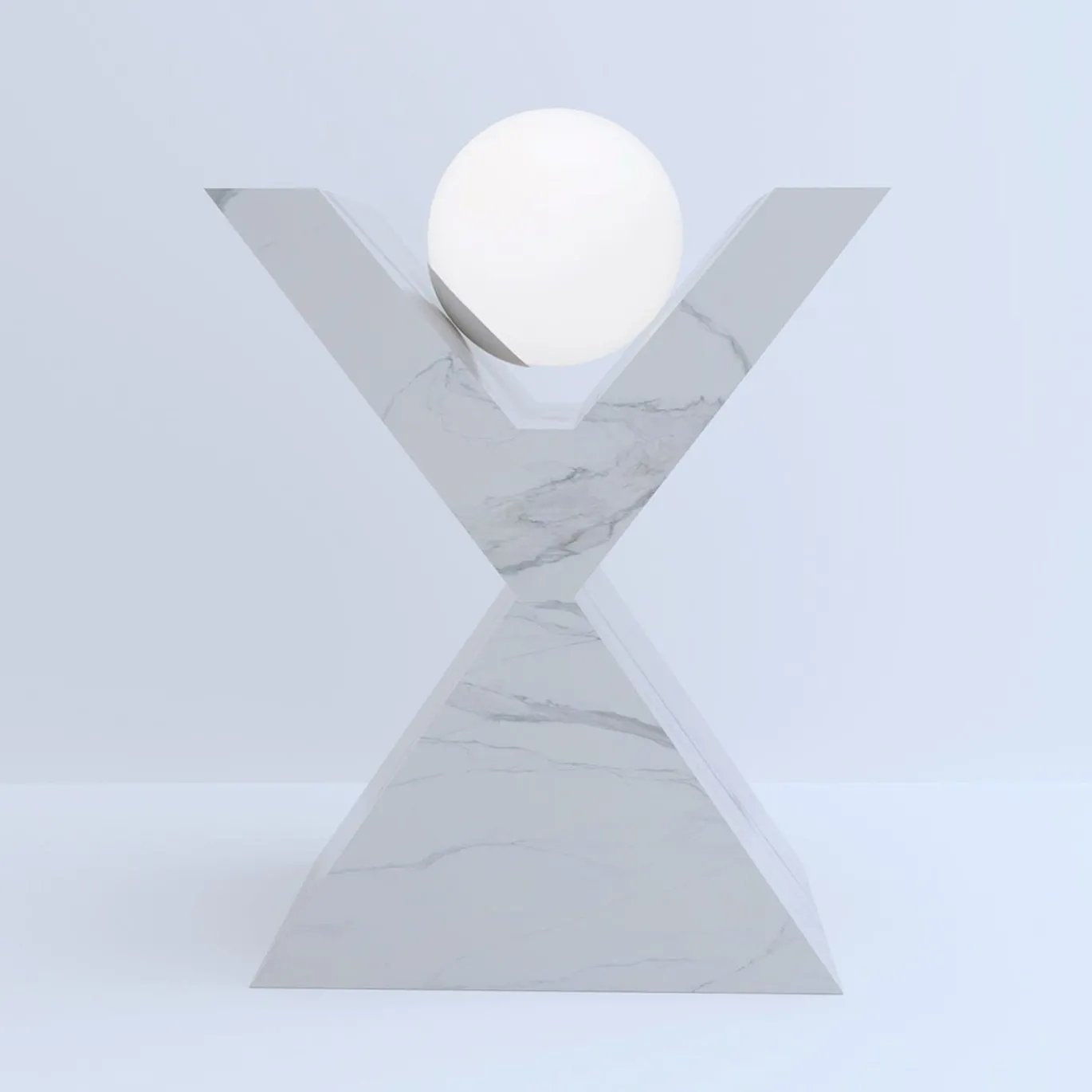 Scultura luminosa di Carrara a forma di X