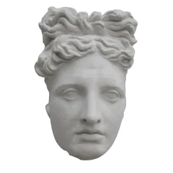 Scultura Maschera di Apollo in Gesso Bianco