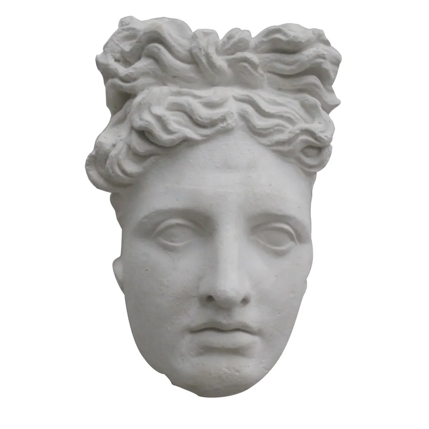 Scultura Maschera di Apollo in Gesso Bianco