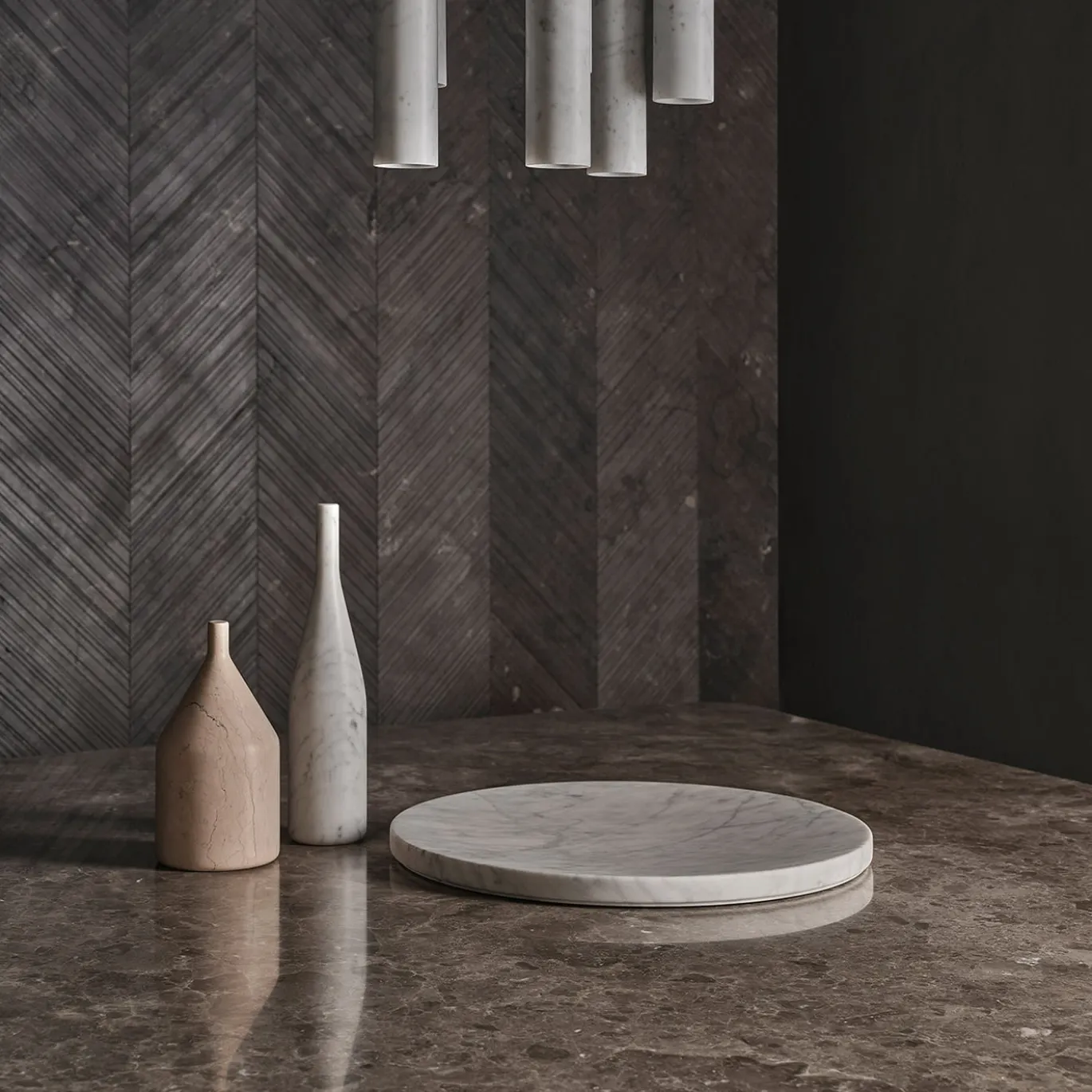 Scultura Omaggio a Morandi in marmo Rosa Perlino