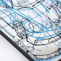 Scultura Porsche 911 GT3 in Filo di Metallo Blu