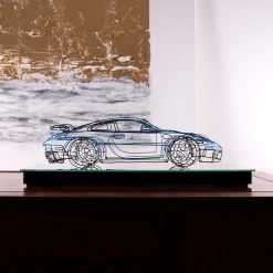 Scultura Porsche 911 GT3 in Filo di Metallo Blu