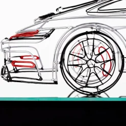 Scultura Porsche in filo metallico